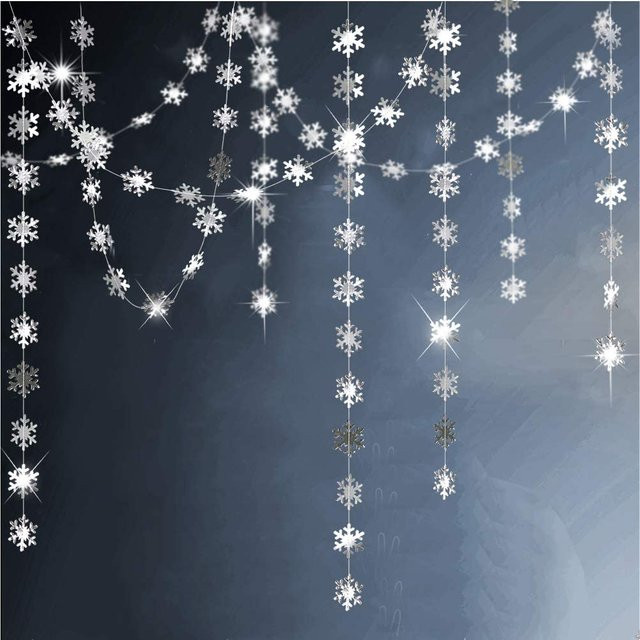 4M Schneeflocken Girlanden in Silber und Gold für Weihnachtsbaum und Winter Wunderland Dekoration aus Papier - Bild 1