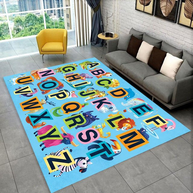 Karpetti ABC-Cartoon-Alphabet Teppich für Kinder, rutschfeste Spielmatte aus Polyester, Mehrfarbig, B x T: 120 x 100 cm - Bild 1