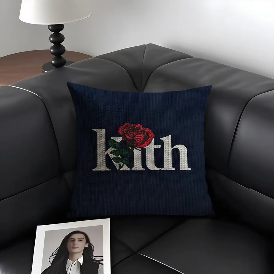 Kissenbezug K-KITH aus organischem Leinen mit doppelseitigem Druck, quadratisch, Weiß und Blau, B/T/H: 30 x 30 x 30 cm - Bild 3