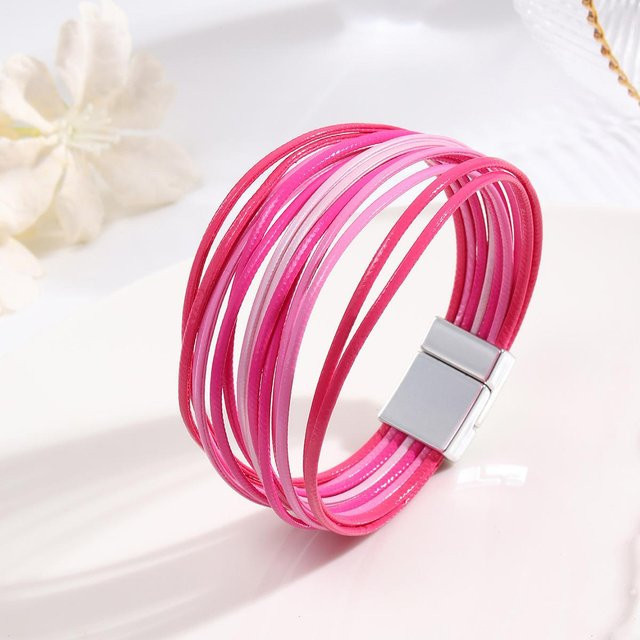 Nakahara Lederarmband, mehrlagig, pink, Unisex - Bild 1