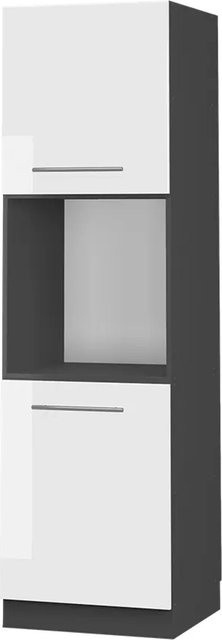 Vicco Herdbauschrank Fame-Line in Weiß Hochglanz und Anthrazit mit offenen Regalfächern, Breite: 60 cm, Höhe: 206 cm, Tiefe: 58 cm - Bild 1