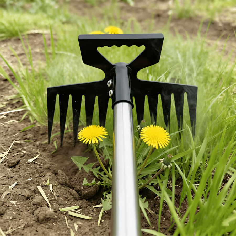 Robuste 11-Zahn-Gartenhacke und Unkrautrechen aus Stahl in Schwarz mit Doppelfunktion für Profis - Bild 3