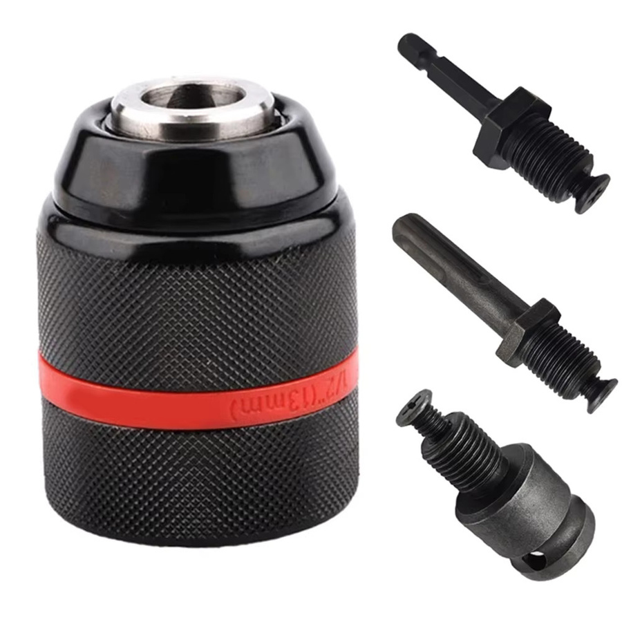 JENTORIX Metall-Schlüsselloses Bohrfutter, 3-Backen-Selbstsperrendes Ratschenfutter mit 1/2-20UNF Gewinde, Schwarz, Spannbereich 2 mm - 13 mm - Bild 6
