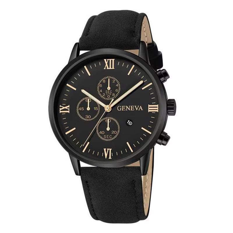 yolako Armbanduhr, Quarz, Leder, Schwarz, Roségold, Herren - Bild 4