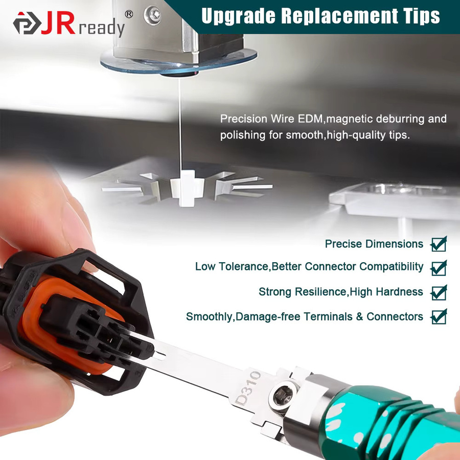 JRready Ersatz-Spitzen-Set für Extraktionswerkzeug und Anschluss-Entriegelungswerkzeug in Silber für Deutsch, AMP/TE, Molex, Delphi, JST und Festanschlüsse - Bild 2