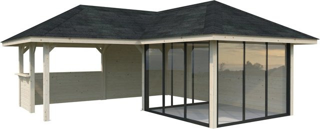 PALMAKO Pavillon Bianca Set 210 Slide aus Fichtenholz in Braun mit transparenten Elementen, B/H/T: 588 x 319 x 588 cm - Bild 2