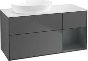 V&B Waschtischunterschrank Finion in Anthrazit mit Mittelregal, Breite: 120 cm, Tiefe: 50,1 cm, Höhe: 50,1 cm - Bild 1
