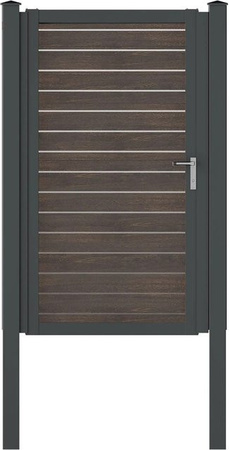 Vidual Gartentor Swing-pure Einzeltor aus Aluminium in Dark Oak mit Drückergarnitur B: 100 cm, H: 175 cm