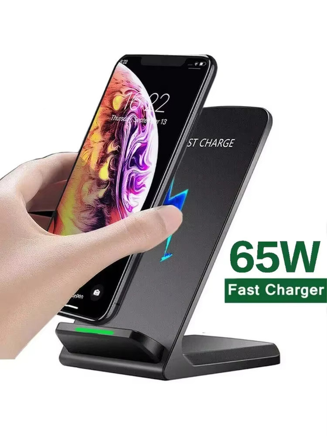 XIKCU Kabellose Ladestation als Schnellladegerät mit Halterung für iPhone und Samsung in Schwarz - Bild 6
