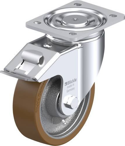 Blickle Lenkrolle LH-GB 160K-FI mit Feststeller, silber, Rad-Durchmesser: 16 cm, Tragfähigkeit: 800 kg - Bild 1