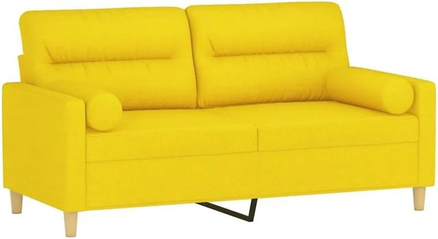 vidaXL 2-Sitzer-Sofa in Gelb mit Zierkissen, modernes Polstersofa aus Stoff mit Metallrahmen für dein Wohnzimmer - Bild 1