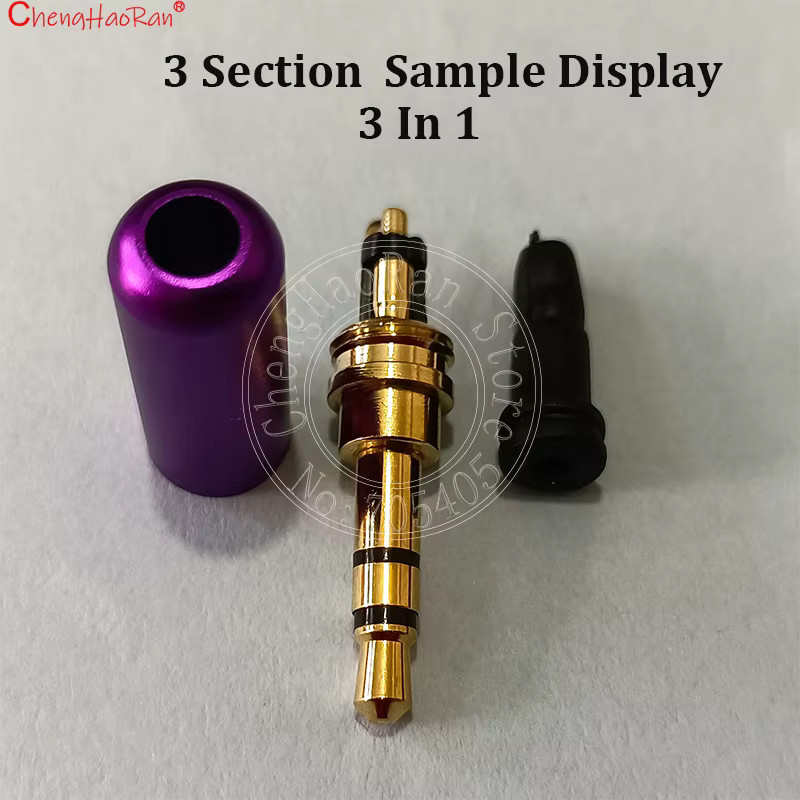 ChengHaoRan 3,5 mm Stereo-Kopfhörerstecker 3/4-polig mit Mikrofon und symmetrischem Buchsenanschluss, gelöteter Typ, Orange - Bild 2