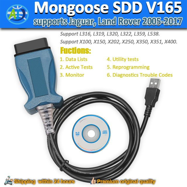 Mongoose SDD Pro V165 OBD2 Diagnosetool für Land Rover und Jaguar (2005-2017) J2534 Schnittstelle - Bild 1