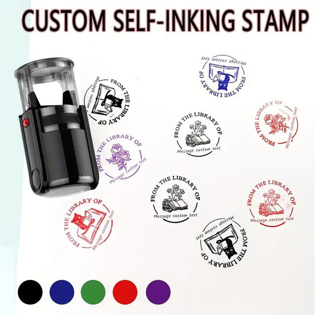 QWELL Personalisierter Selbstfärbender Stempel mit individuellem Logo und Text in Rot oder Schwarz - Bild 1