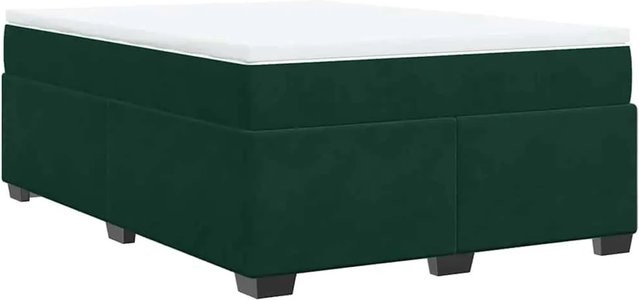 vidaXL Boxspringbett mit Matratze Dunkelgrün aus Samt, Hybridbett mit Taschenfederkern, B/T: 140 x 190 cm - Bild 1