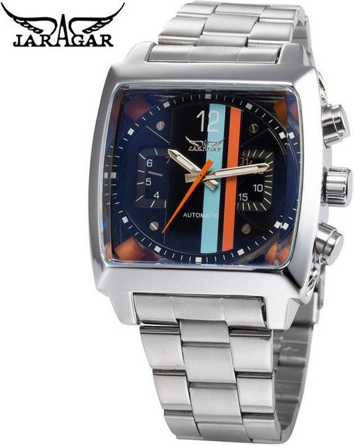JARAGAR Armbanduhr, Automatik, Edelstahl, eckig, Herren - Bild 1