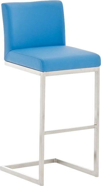 TPFLiving Barhocker Paragon mit Edelstahlgestell und Kunstleder in Blau - Bild 1