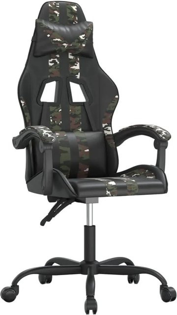 vidaXL Gaming-Stuhl Schwarz aus Kunstleder mit Armlehnen und Kopfstütze - Bild 1