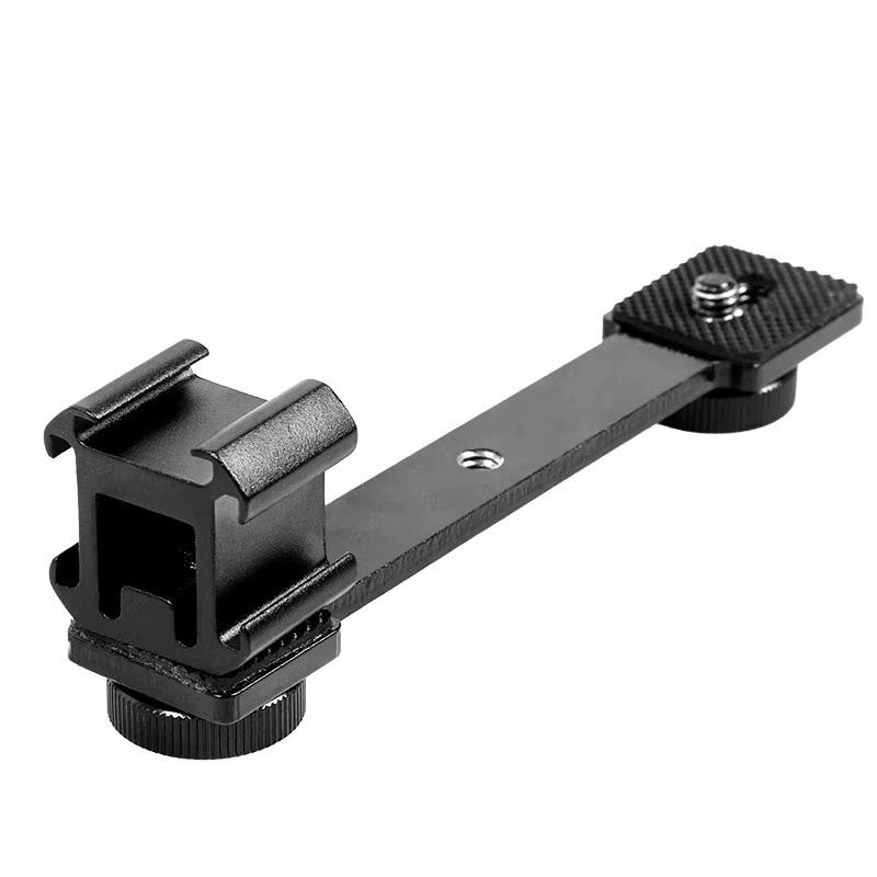 Andoer Cold Shoe Halterung Verlängerungsstange mit dreifachem 1/4 Zoll und 3/8 Zoll Gewinde in Schwarz für Gimbal, Stabilisator, Stativ und Kamera - Bild 4