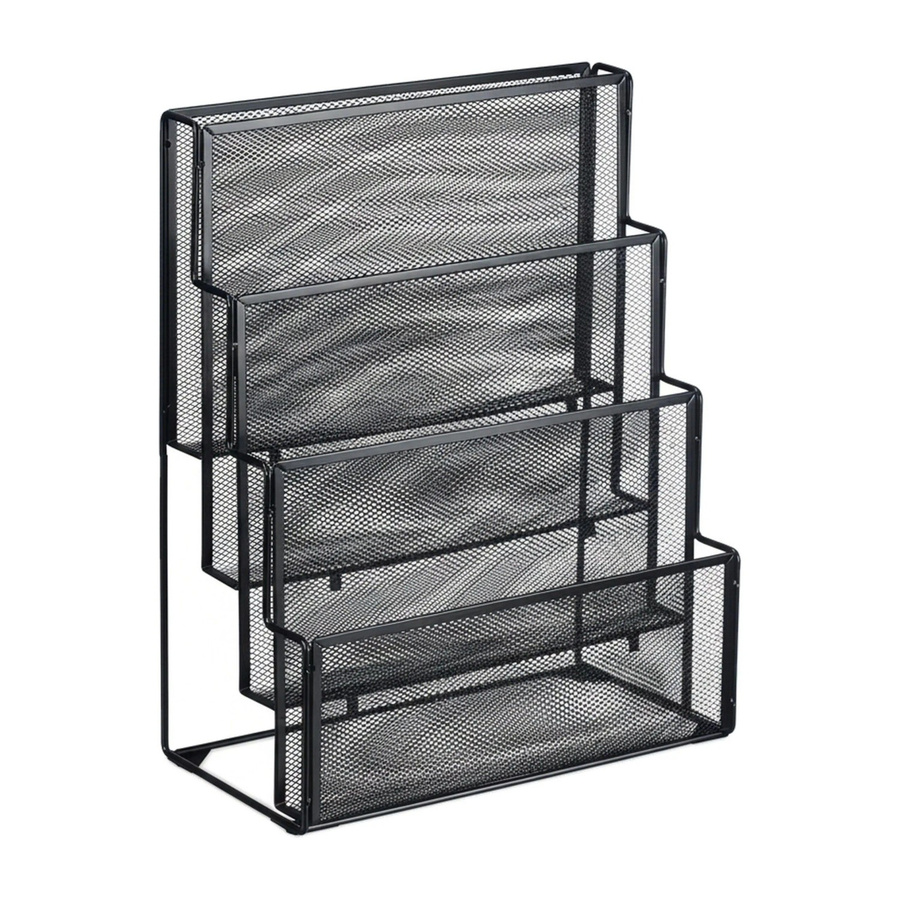 Relaxdays Zeitschriftenhalter aus Stahl in Schwarz mit 4 Fächern im Mesh-Design, B/T/H: 43 x 33 x 18 cm - Bild 2
