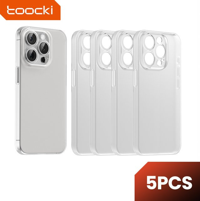 Toocki Translucent Matte Schutzhülle für iPhone 15 14 13 12 Pro Max, stoßfeste und kratzfeste transparente PC-Hülle in Blau und Transparent - Bild 1
