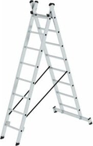 MUNK Aluminium-Mehrzweckleiter 2-teilig nivello-Traverse in Silber mit 2 x 8 Sprossen - Bild 1