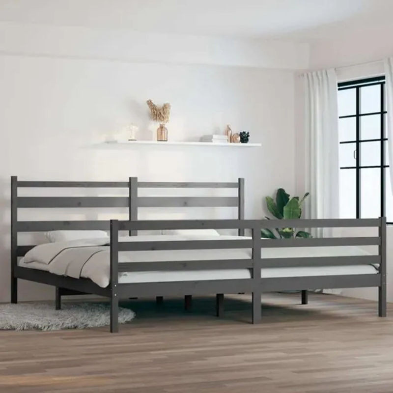 Massivholzbett aus Kiefer von vidaxl in Grau, B/T: 200 x 206 cm - Bild 1
