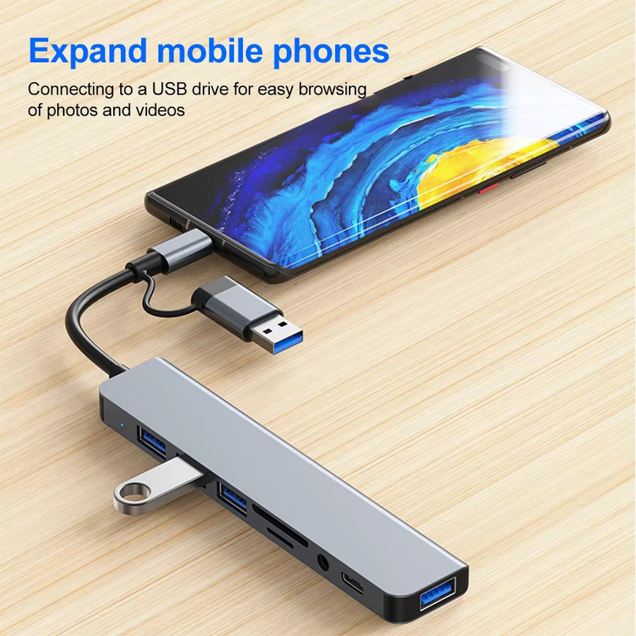 FEIWIMI USB C Hub Dockingstation mit 5 Gbit/s Übertragungsrate und USB 3.0 OTG Adapter für Laptop und MacBook - Bild 4