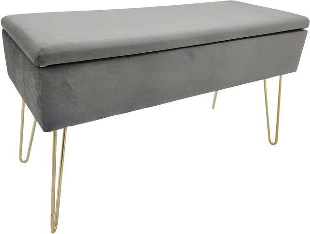 ECHTWERK Sitzbank Scarlett in Grau mit Gold, Samt, B/T/H: 75 x 30 x 41,5 cm - Bild 1