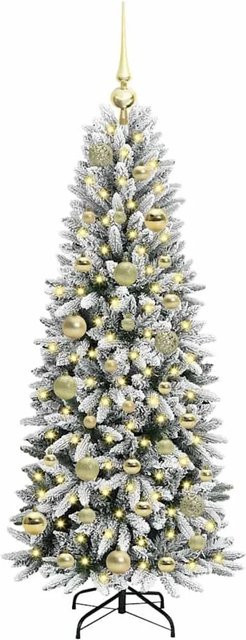 vidaXL Künstlicher Weihnachtsbaum in Grün mit 150 warmweißen LEDs, höhenverstellbar, B/T/H: 53 x 53 x 120 cm - Bild 1