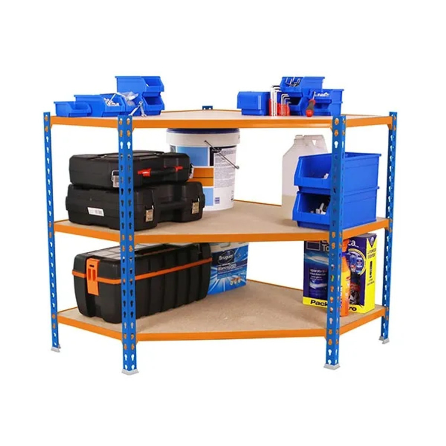 PROREGAL Eckregal Small Muli mit 3 Fachböden, Blau-Orange, H x B x T: 90 x 90 x 50 cm - Bild 2