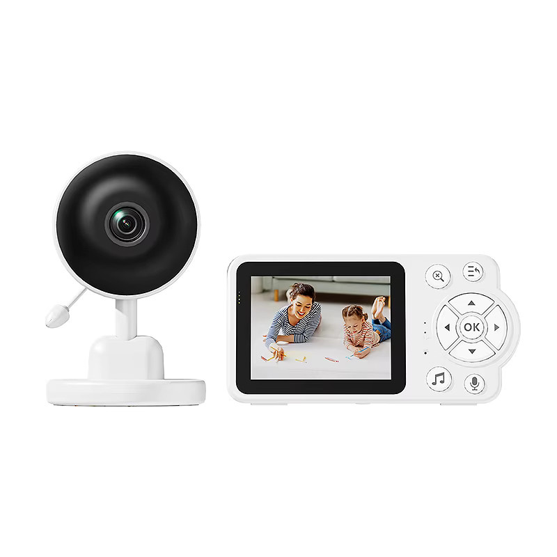 Danmini Intelligentes Babyphone mit 2,8-Zoll-Farbbildschirm, 2,4 GHz Video-Sprachinteraktionsmonitor mit Geräuscherkennung und Kamera in Weiß - Bild 4