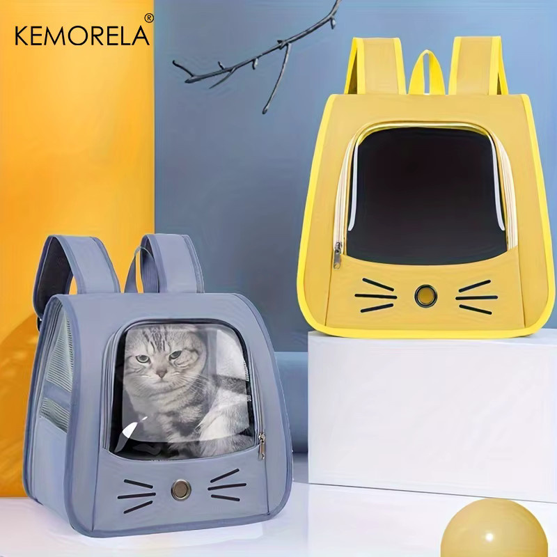 KEMORELA Haustier-Trägerrucksack für Katzen und kleine Hunde, transparent und grau, atmungsaktiv, B/T/H: 35,0 x 35,0 x 35,0 cm - Bild 3