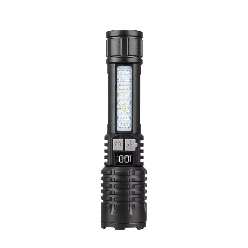 ESMARTER Multifunktionale LED-Taschenlampe in Schwarz mit COB-Warnlicht und Suchscheinwerfer, wiederaufladbar und tragbar für den Außenbereich - Bild 5