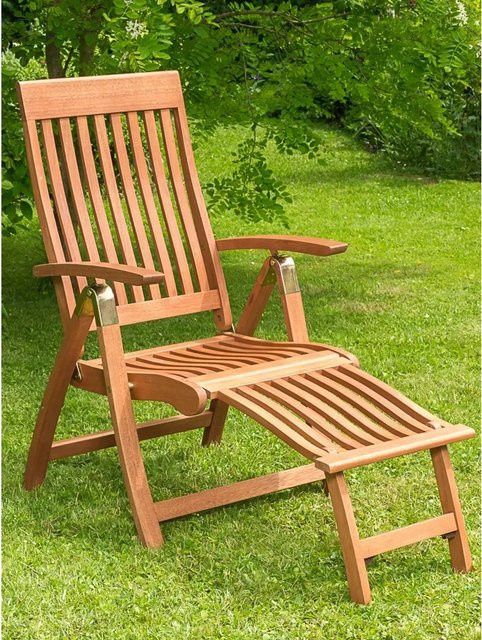 Merxx Comodoro Klappsessel mit Fußteil aus Eukalyptusholz in Braun, B/T/H: 62 x 45 x 110 cm - Bild 1