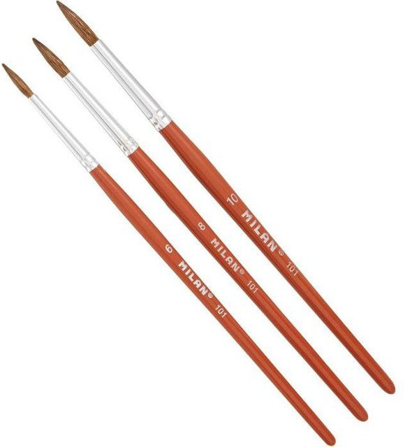 MegaCrea Pinsel-Set für Erwachsene, 3er-Pack, Mehrfarbig, Holzgriff - Bild 1