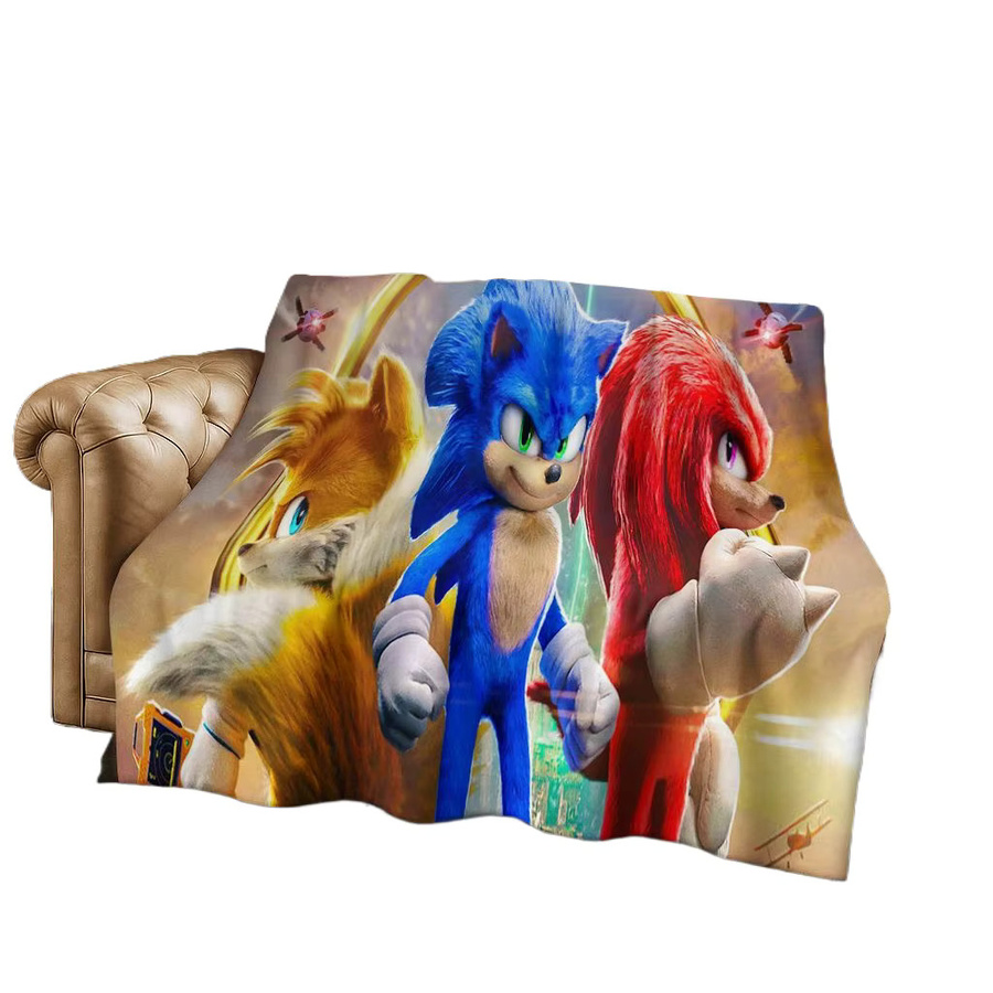 MINISO 3D S-Sonic Cartoon Igel Flanell Decke, weiche und warme Fleece Decke für Kinder in Multicolour - Bild 2