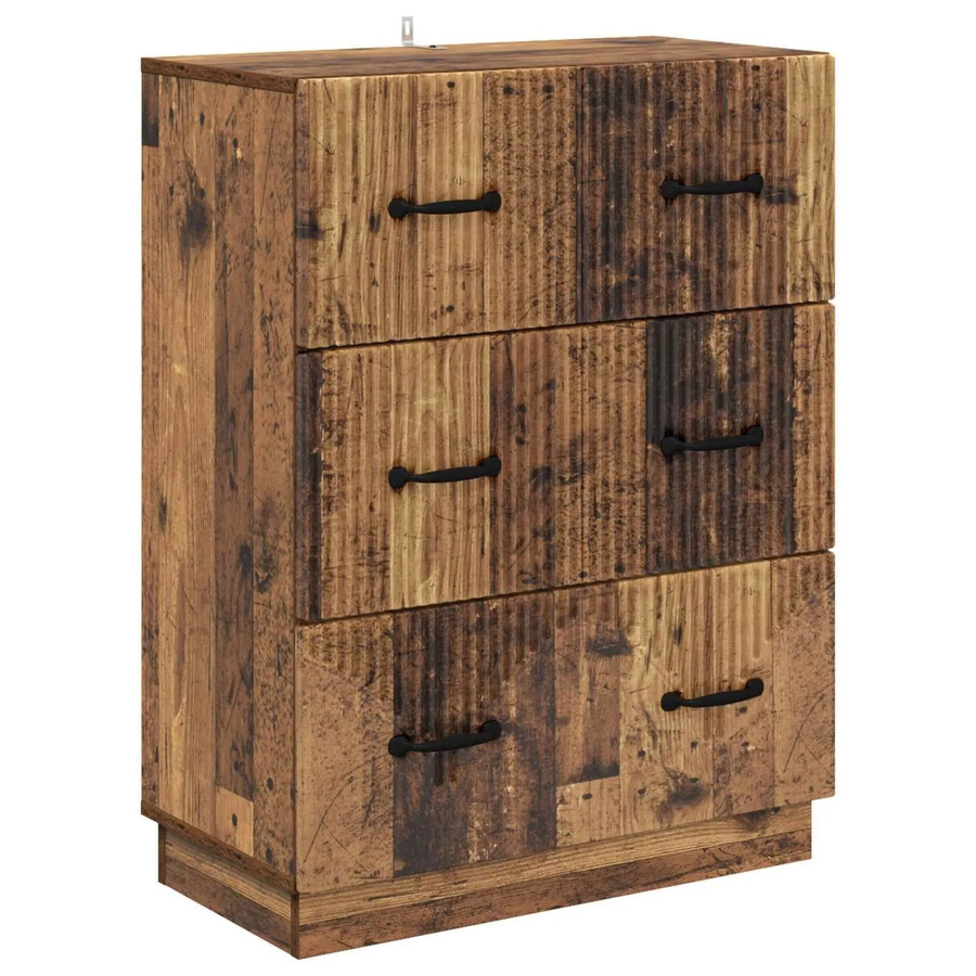 vidaXL Schubladenschrank Altholz in Braun aus Holzwerkstoff mit modernem Design, B/T/H: 66 x 34,5 x 87 cm - Bild 2