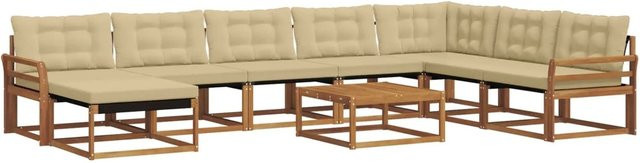 vidaXL Outdoor-Sofagarnitur aus Akazie Massivholz mit Textilene-Polstern in Natur und Beige, 25-teiliges Set - Bild 1
