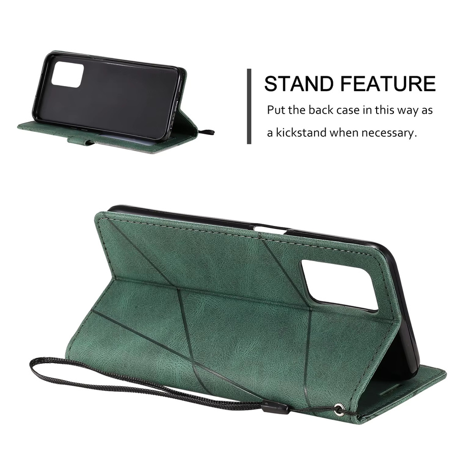 Leder-Flipcase für OPPO in Grün mit Kartenfach und Magnetverschluss - Bild 3