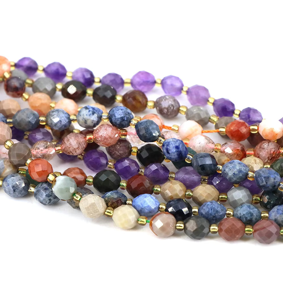 Spacer Perlen Amethyst, Prehnit, Rutil Quarz, 8x6mm - Bild 4