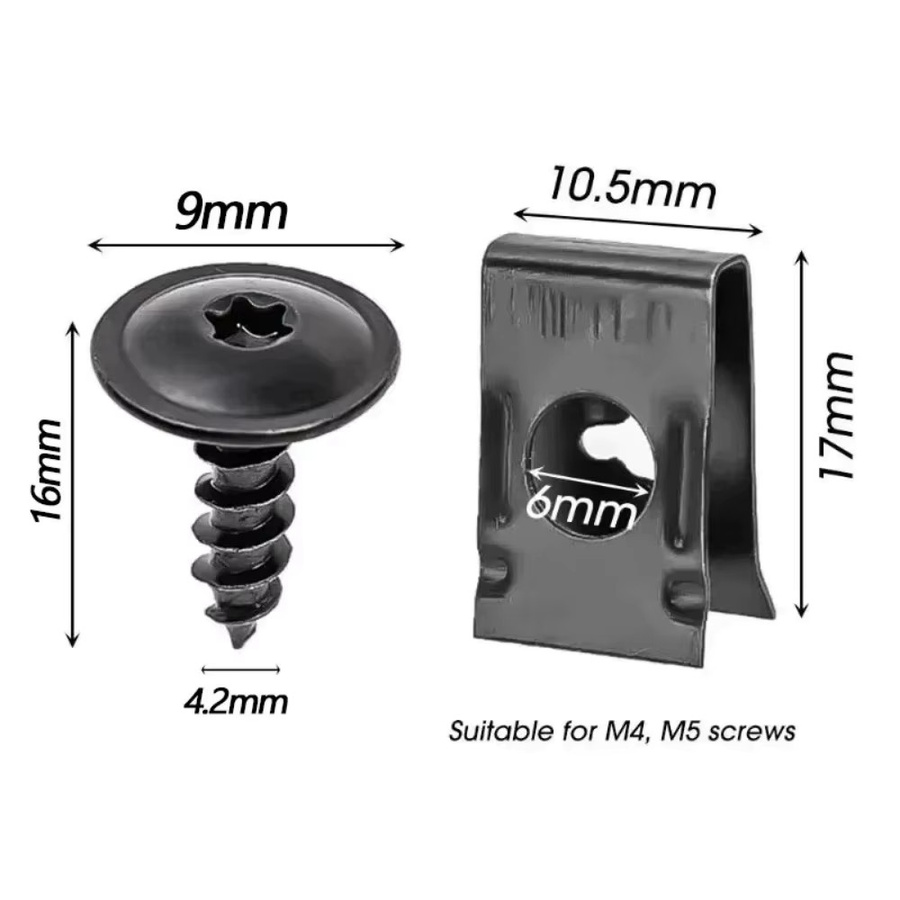 U-Typ Metall-Befestigungsclips und Schrauben-Set aus rostfreiem Edelstahl in Blau und Schwarz für Auto und Motorrad - Bild 4