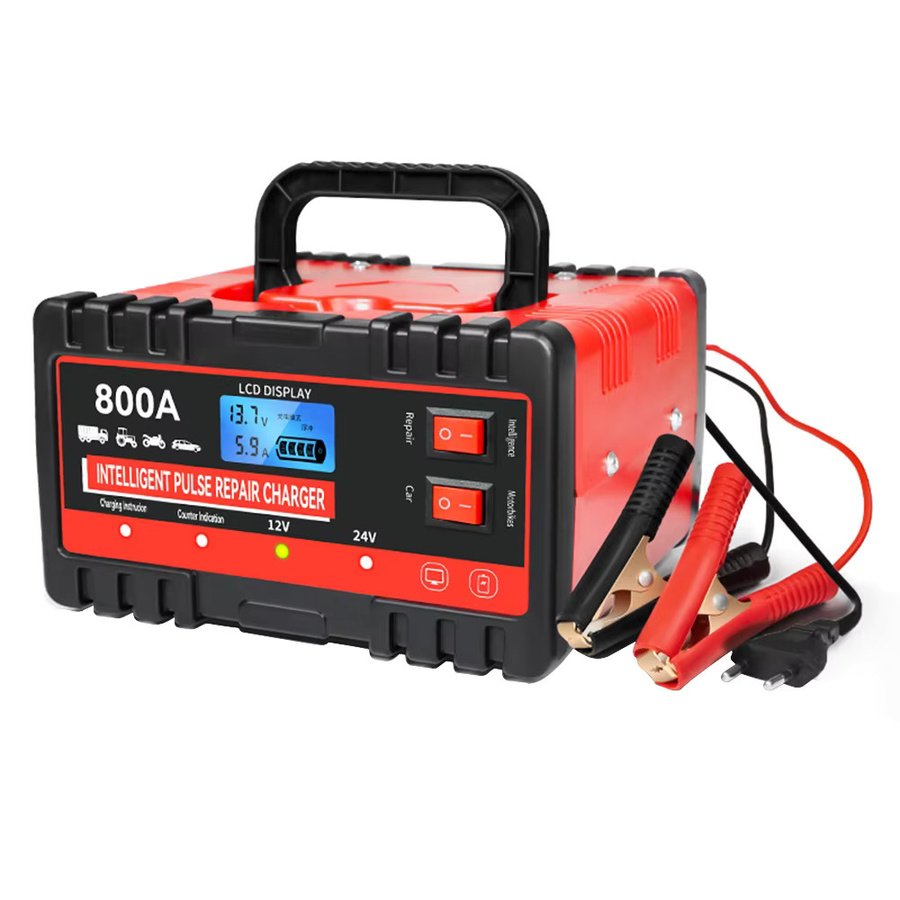 Intelligentes 12V Batterieladegerät für Auto und Motorrad mit Pulsreparatur-Funktion in Rot - Bild 5