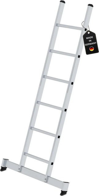 PROREGAL Sprossen-Anlegeleiter mit Traverse, 6 Sprossen, Silber - Bild 1