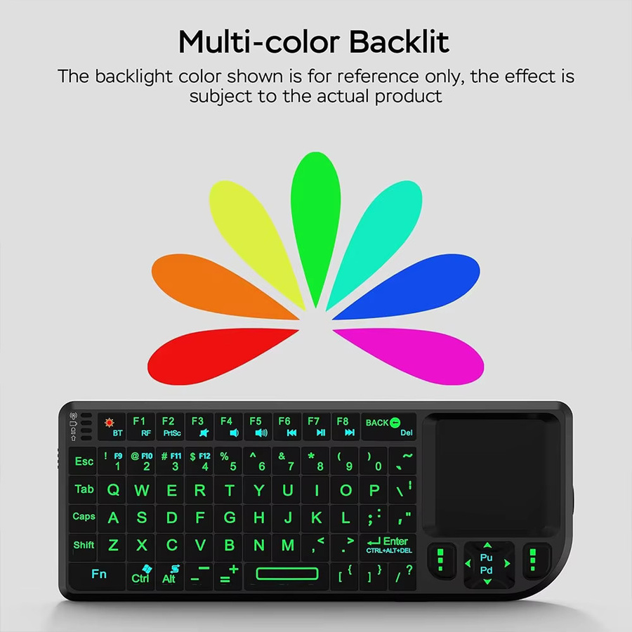 MRSVI A8 Mini-Funktastatur mit Laser-Infrarot-TouchPad in Schwarz, 2,4 GHz, Englisch/Russisch, für Android TV Box, PC und Laptop - Bild 3