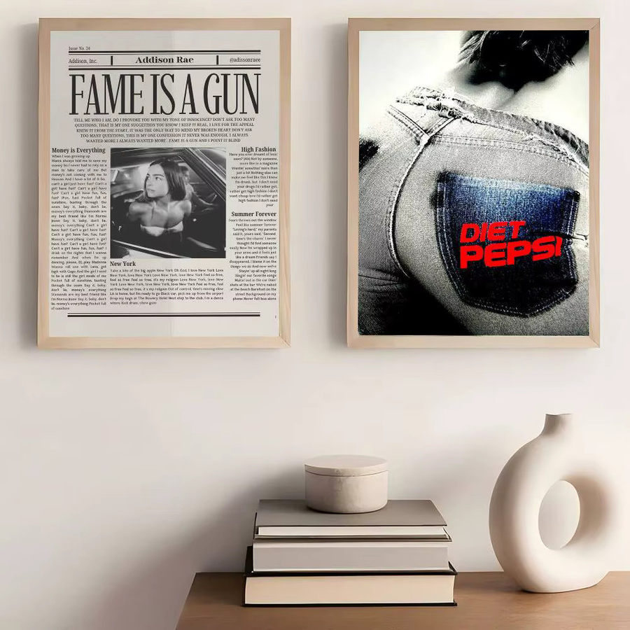 Addison Rae Diet Pepsi Wandaufkleber Whitepaper-Sticker in Weiß für DIY Deko in Zimmer, Bar oder Café - Bild 2