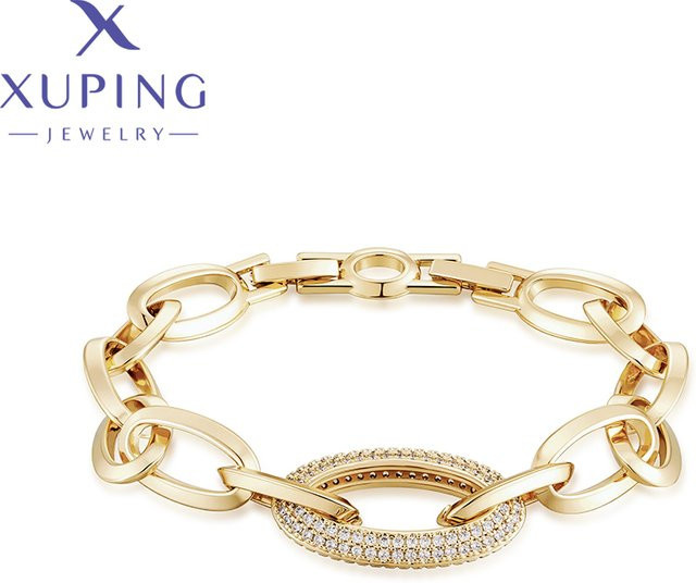 Xuping Jewelry Charm-Armband, Messing, Gold, Kristall, Zirkonia, Damen, 19 cm - Bild 1