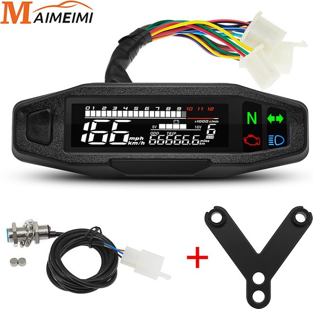 MAIMEIMI Digitaler Motorrad Tacho für russische Kr200 in Schwarz mit Geschwindigkeitsmesser und Odometer, 8-16V - Bild 1