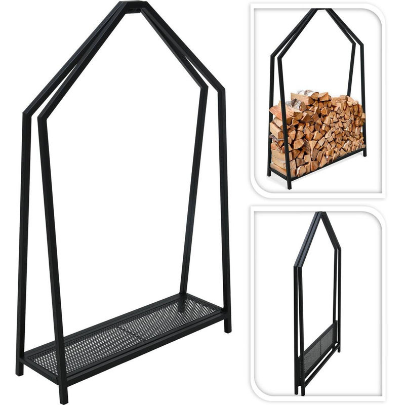 Kaminholzständer aus Eisen in Schwarz Matt B/T/H: 78,5 x 24 x 117,5 cm - Bild 3
