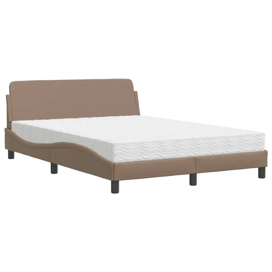vidaXL Bett mit Matratze aus Kunstleder und Strick in Braun, B/T/H: 120 x 200 x 125 cm - Bild 2